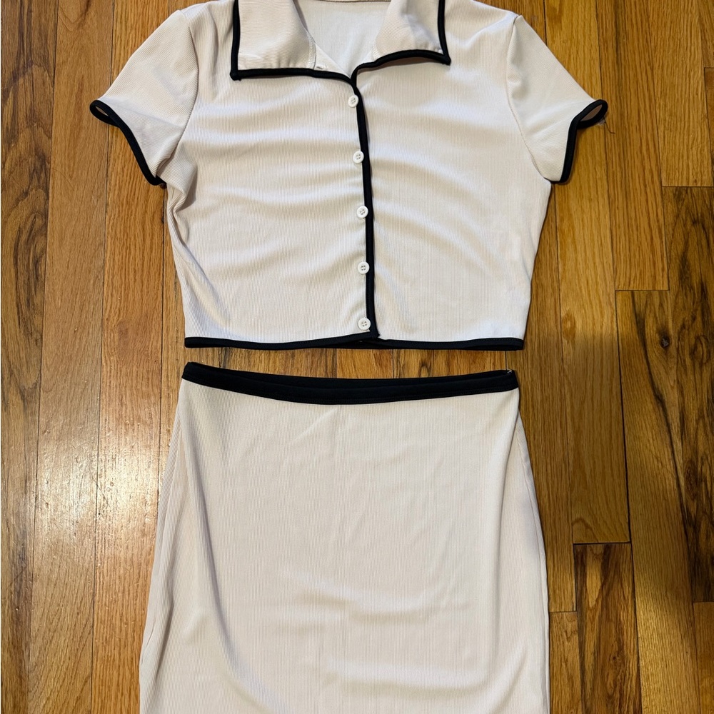 Cream Skirt with Black Trim - Classic Contrast Design